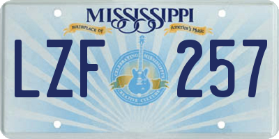MS license plate LZF257