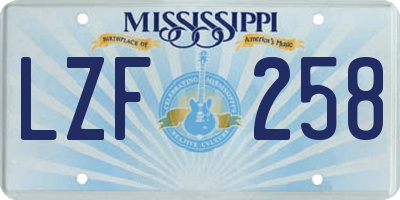 MS license plate LZF258