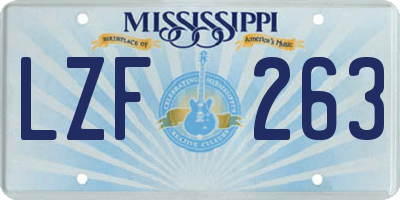 MS license plate LZF263