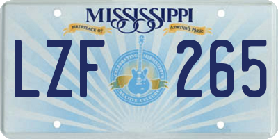 MS license plate LZF265