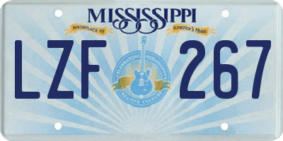 MS license plate LZF267