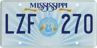 MS license plate LZF270