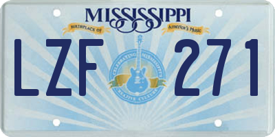 MS license plate LZF271