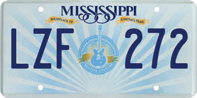 MS license plate LZF272