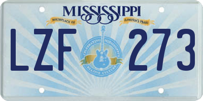MS license plate LZF273