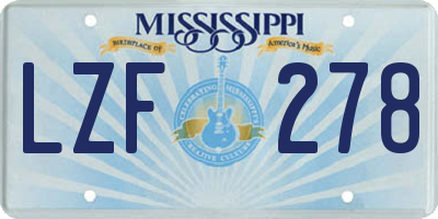 MS license plate LZF278