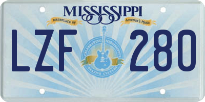 MS license plate LZF280
