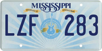 MS license plate LZF283