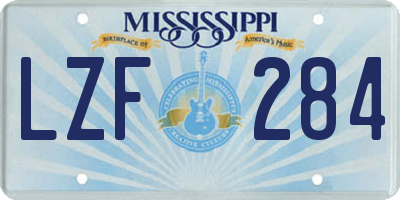 MS license plate LZF284