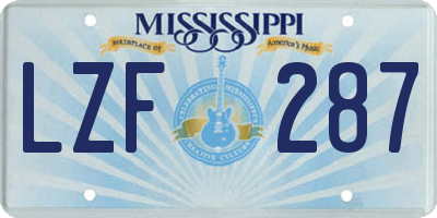 MS license plate LZF287