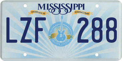 MS license plate LZF288