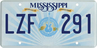 MS license plate LZF291