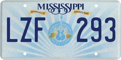 MS license plate LZF293
