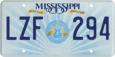 MS license plate LZF294