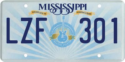 MS license plate LZF301
