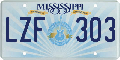 MS license plate LZF303