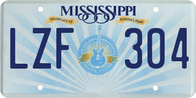 MS license plate LZF304