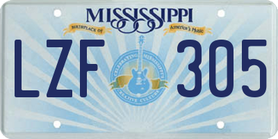 MS license plate LZF305