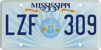 MS license plate LZF309