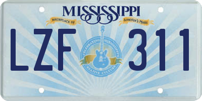 MS license plate LZF311