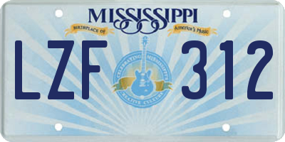 MS license plate LZF312