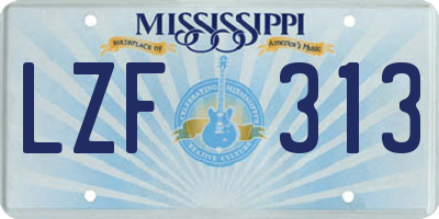MS license plate LZF313