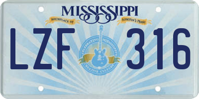 MS license plate LZF316