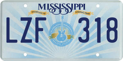 MS license plate LZF318