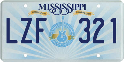 MS license plate LZF321