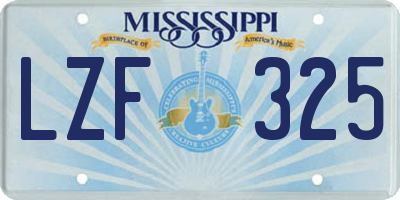MS license plate LZF325