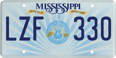 MS license plate LZF330