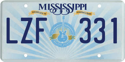 MS license plate LZF331