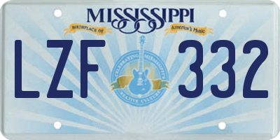 MS license plate LZF332