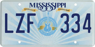 MS license plate LZF334
