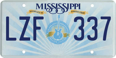 MS license plate LZF337