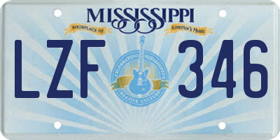 MS license plate LZF346