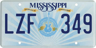 MS license plate LZF349