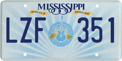 MS license plate LZF351