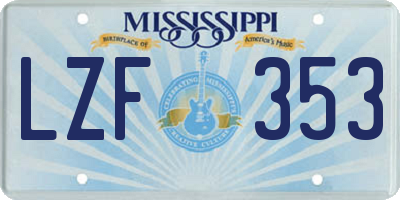 MS license plate LZF353