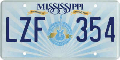 MS license plate LZF354