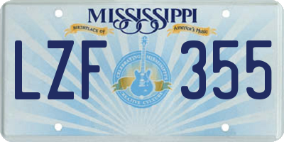 MS license plate LZF355