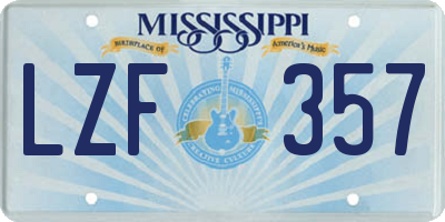 MS license plate LZF357