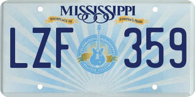 MS license plate LZF359