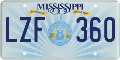 MS license plate LZF360