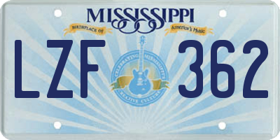 MS license plate LZF362