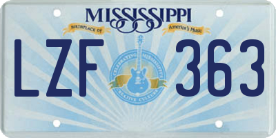MS license plate LZF363