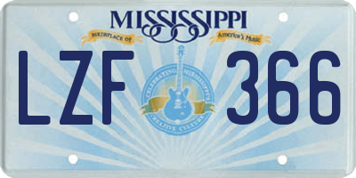 MS license plate LZF366