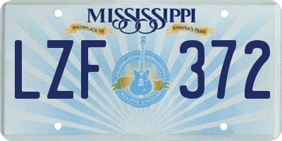 MS license plate LZF372
