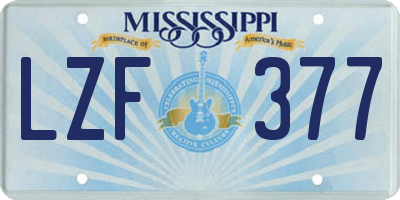 MS license plate LZF377