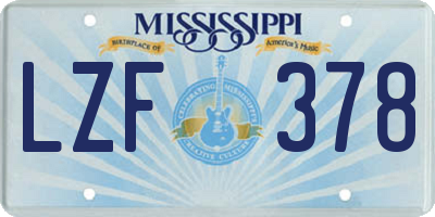 MS license plate LZF378